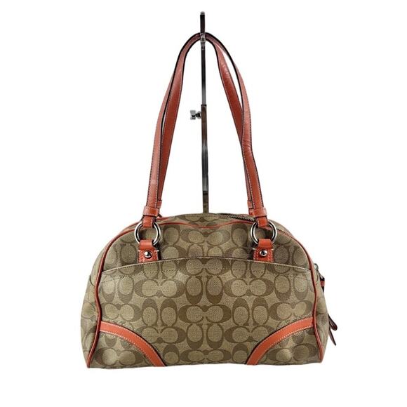 COACH-F18918-PEYTON-SATCHEL KHAKI/ORANGE - Picture 3 of 8